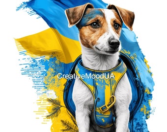 PNG Dog Patron chien d’assistance de la race Jack Russell Terrier d’Ukraine/Illustration numérique. Aidez les animaux de Kherson