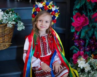 Costume trois pièces hutsul de nationalité ukrainienne pour fille/chemisier, jupe, gilet Il existe des tailles + un cadeau d'Ukraine