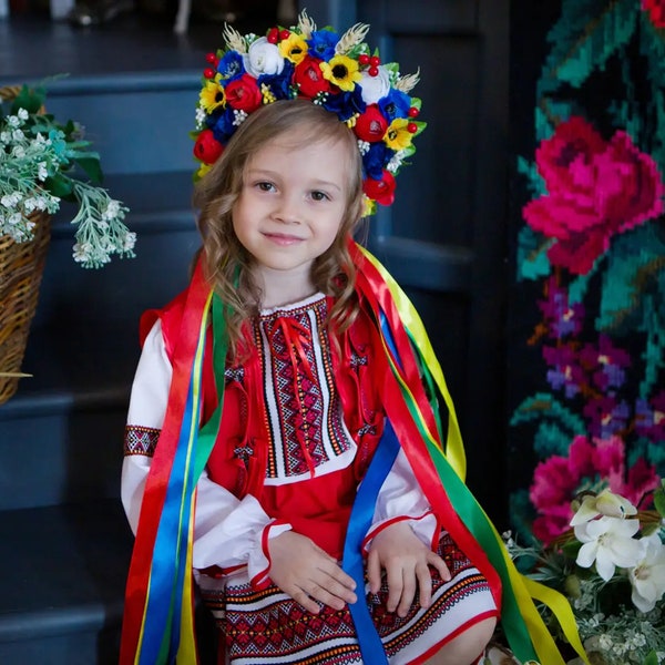 Costume trois pièces hutsul de nationalité ukrainienne pour fille/chemisier, jupe, gilet Il existe des tailles + un cadeau d'Ukraine
