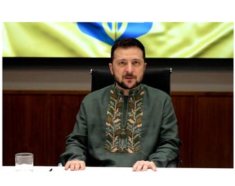 Linnen Vyshyvanka-shirt, Zelensky-stijl, Oekraïens militair borduurwerk (S-5XL)