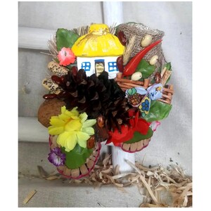 Ukrainian home talisman for wealth – Wicker slippers collage – Money amulet for prosperity & luck + surprise gift from Ukraine