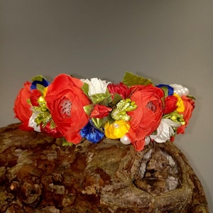 Ukrainian handmade multicolor flower crown. Beautiful hair decoration. Wedding tiara. Flower headband. Original accessory + surprise gift