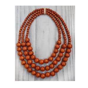 Ukrainian handmade wooden necklace. 3 rows of beads. There are different colors. Ethnic decoration in a gift box + gift from Ukraine