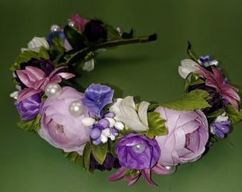 Lilac Purple Flower Crown, Wedding Hair Accessory, Handmade in Ukraine