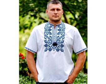 Chemise brodée pour hommes en lin ukrainien avec broderie de créateur de style militaire. Il existe différentes tailles + un cadeau d'Ukraine