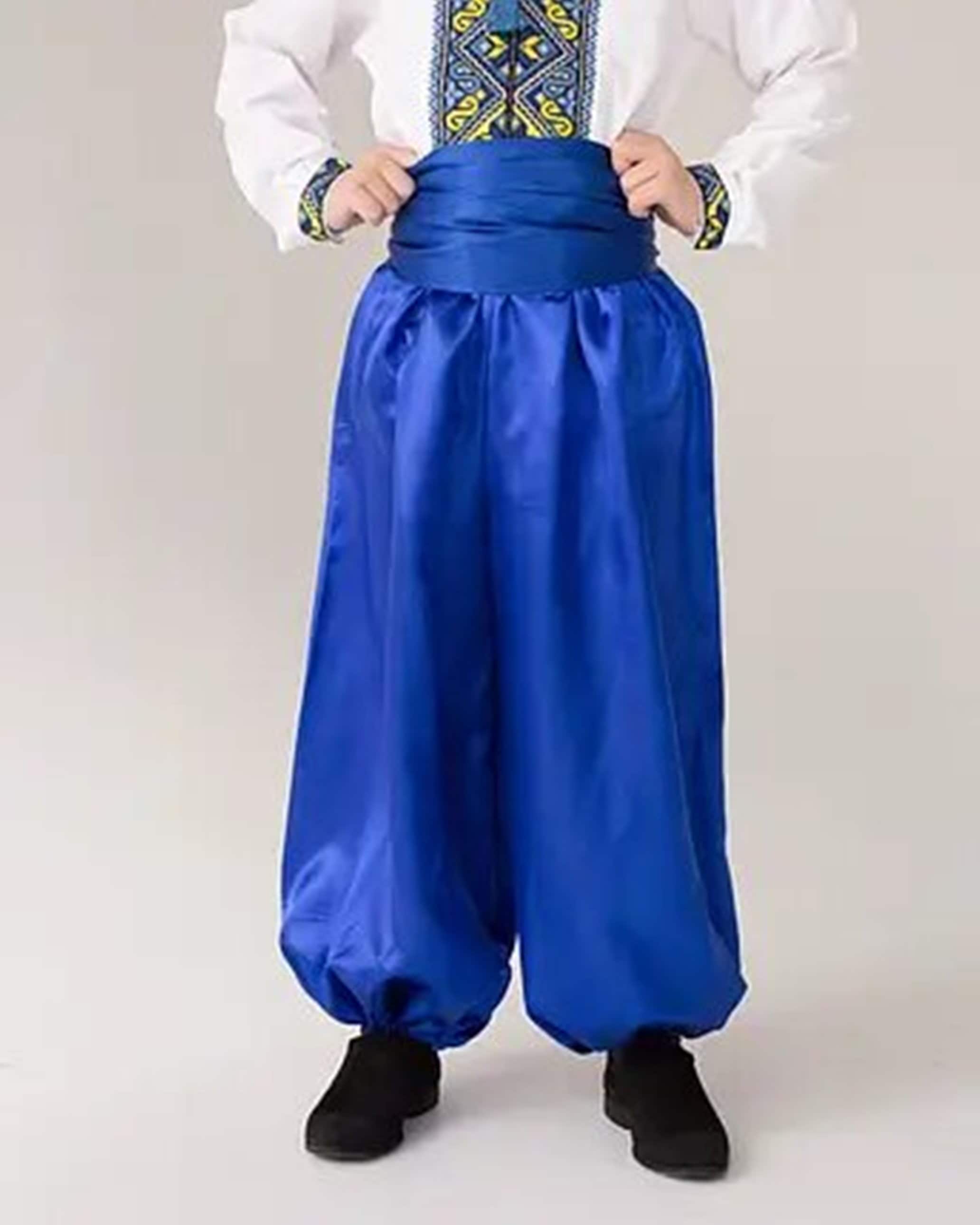 Ukrainian traditional trousers are blue or red. Ukrainian national trousers for children 1-15 years old. Ethnic clothing + gift from Ukraine