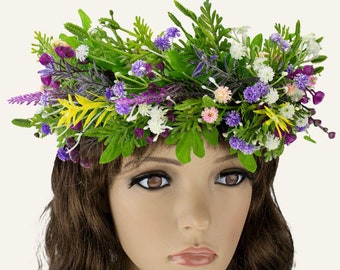 Couronne de fleurs ukrainienne. Accessoire pour les vacances d'Ivan Kupala. Décoration de cheveux faite main + cadeau d'Ukraine