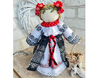 Ręcznie robiona ukraińska lalka Motanka, słowiański amulet rodzinny, 27 cm