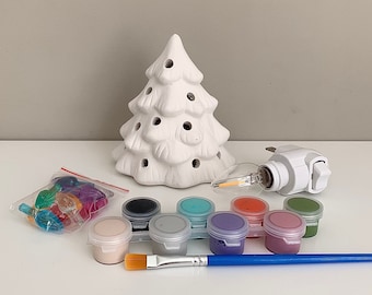 Christmas tree night light DIY Christmas craft Christmas decor Christmas Pottery Kits Christmas party ideas Christmas gift Christmas in July