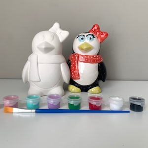 Penelope Penguin paint Kit, Pottery Painting Kit, DIY pottery Painting kit, Ceramic Art Kits, Ready to paint ceramics, At home pottery kits