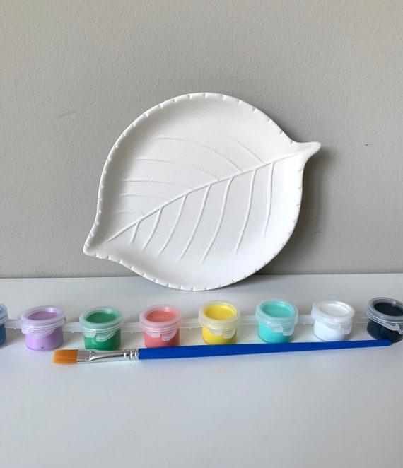 DIY Pottery Painting Kit, Leaf Dish Ceramic Art Kits for Kids