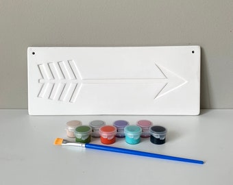 DIY Pottery Painting Kit,  Arrow Plaque, Kids Room Decor,  Man Cave decor, Art Kits for Kids, Kids Art Kits, Art Party Supply, Art box