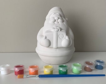 Jolly Santa Pottery Painting kit, Christmas decor, Christmas paint kit, Christmas craft,  Santa paint kit, Christmas party craft, clay kits