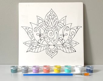 Zen Lotus Painting Kit, Ready to Paint Ceramic, Pottery painting kit, Zen art kit, Lotus paint kit, Spiritual art kit, clay kit, ceramic kit