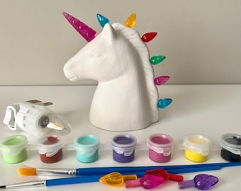 Unicorn night light, DIY Christmas craft, Unicorn room decor, Unicorn paint Kits, Christmas party ideas, Unicorn gift, Unicorn pottery paint