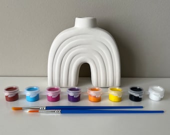 Rainbow bud vase, Ceramic rainbow, Pottery Painting Kit, Art therapy kit, Ceramic Art Kits, At home pottery painting, Ready-to-Paint Ceramic
