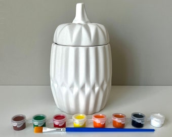 Pumpkin Jar pottery paint kit, DIY Pottery painting fall craft team event craft Ceramic paint kit Pumpkin paint kit