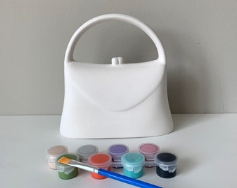 Purse Painting Kit,  At home pottery Painting Kit, Purse piggy bank, Birthday Party Ceramic Art Kits for Kids, Kids Art Kits, Craft Supplies