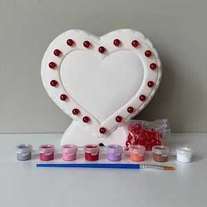 Lighted Heart Lamp paint kit, DIY pottery painting kit, Night light pottery painting kit, DIY Kids room decor, DIY nursery room decor