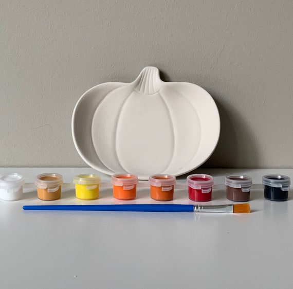 Pumpkin Dish Pottery Painting Kit, Pumpkin Ceramic Art Kits, Pumpkin painting kit, At home pottery painting kit, Ready to paint ceramics