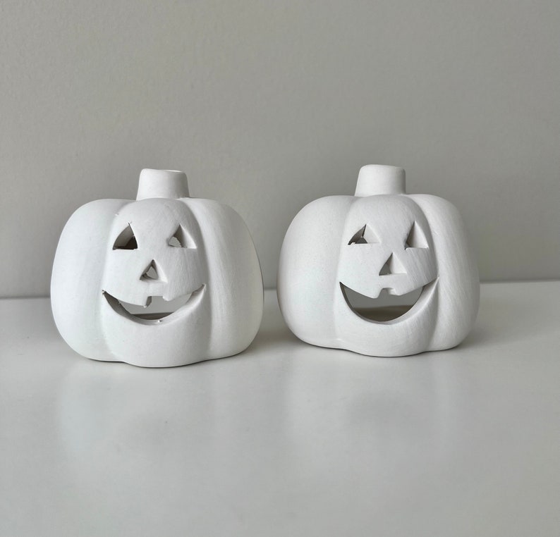 Set of 2 Jack O Lantern, DIY Pumpkin Pottery painting, Pottery painting kit, Ceramic Jack O Lantern, Pumpkin painting kit, DIY pumpkin kit image 5