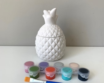 Pottery painting, Pineapple jar, mini Pineapple box, At home Pottery painting kit, Ceramic Art Kit, Birthday party craft, pineapple decor