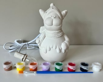 Lighted Rudolph Pottery paint kit, Christmas craft kits, at home pottery paint kit, ready to paint ceramics, Christmas Party Craft, clay kit