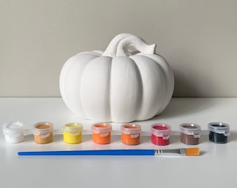 Squatty Gourd Decor, DIY Pumpkin Pottery painting, At home Pottery painting kit, Ceramic Art Kit, Ceramic Pumpkin, Ready to Paint Ceramic