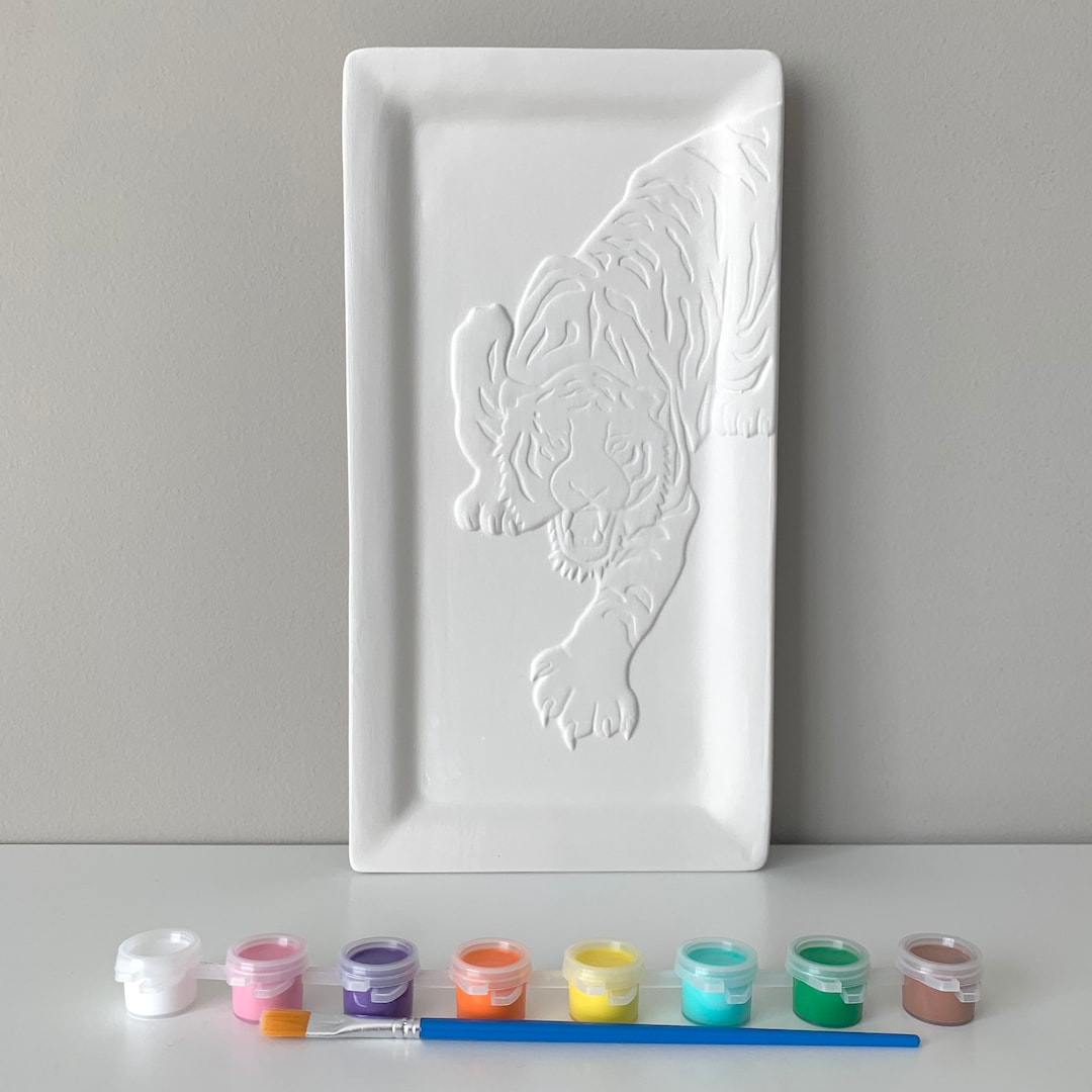 Tigeria Dish, DIY Pottery Painting Kit, Ceramic Paint Kit, Paint Party