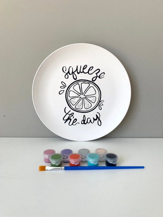 DIY Pottery Painting Kit Squeeze the Day Plate Art in a Box Etsy