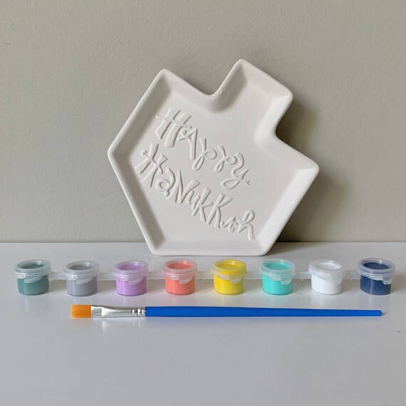 Happy Hanukkah Dish Ceramic Hanukkah Decor DIY Pottery Painting