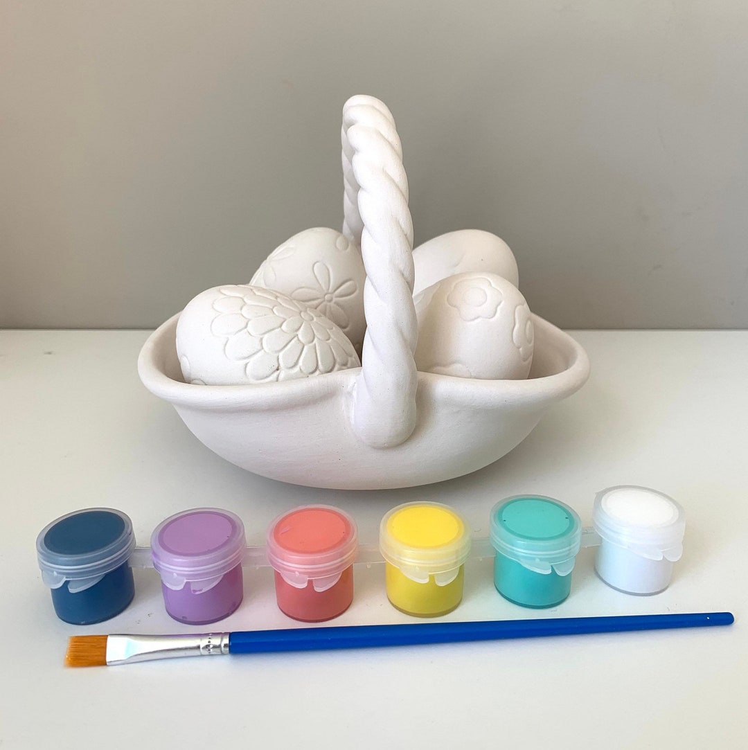 DIY Easter Egg Basket Kit Easter Pottery Painting Kit at Etsy