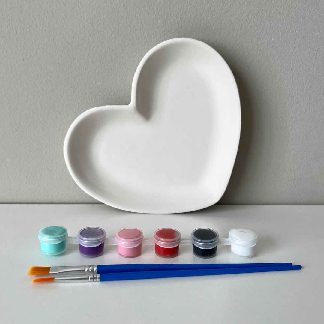 Heart Dish, DIY Pottery Painting Kit, Ceramic Art Kits for Kids