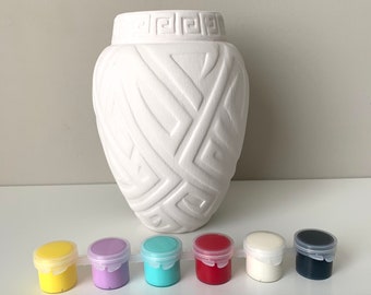At home Pottery Painting Kit, Geometric Vase, DIY Vase Painting kit, Ceramic Art Kits for Kids, Kids Art Kits, Birthday party Craft idea