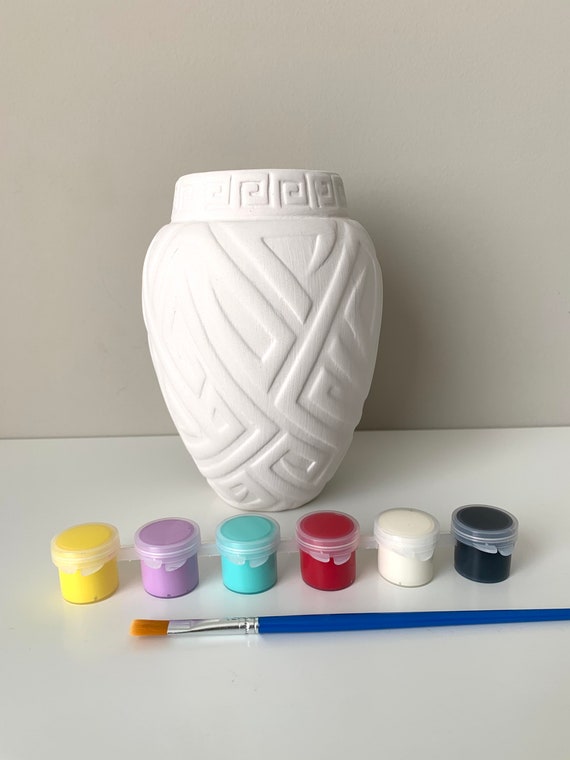 Kit de pintura de cerámica en casa, jarrón geométrico, kit de