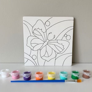 Butterfly Ceramic Tile, Pottery Painting Kit, Ceramic Tile Paint Kits, Ready to Paint Ceramics, At home pottery painting, craft party kits