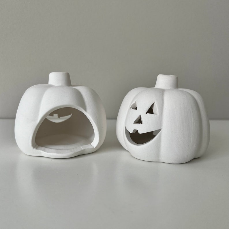 Set of 2 Jack O Lantern, DIY Pumpkin Pottery painting, Pottery painting kit, Ceramic Jack O Lantern, Pumpkin painting kit, DIY pumpkin kit image 2