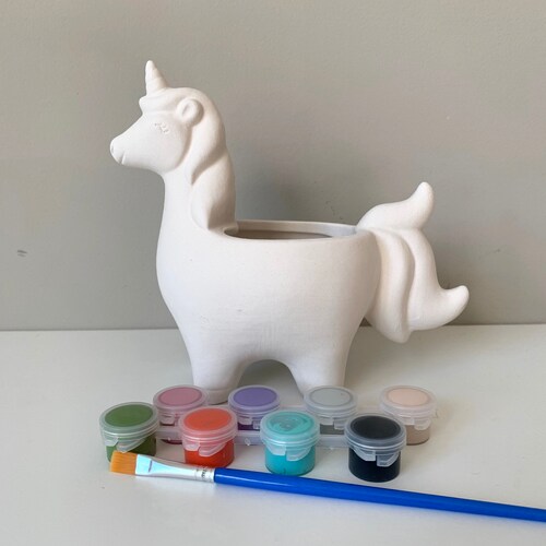 Enchanted Unicorn Planter Pottery Painting Kit DIY Pottery Etsy