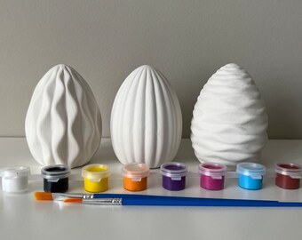 Contemporary Eggs, Egg pottery Painting kit, Easter egg paint kit, Easter craft, Ready to paint ceramics, At home Pottery painting, clay kit