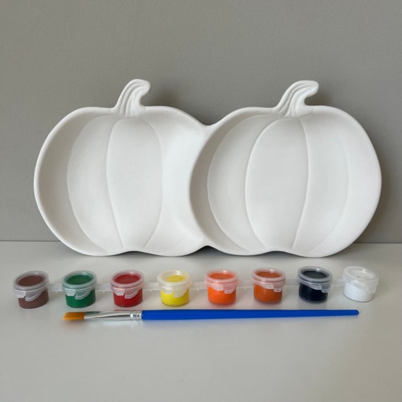Pair of Pumpkin Dish Pottery Painting Kit, Pumpkin Ceramic Art Kits, Pumpkin painting kit, At home pottery painting kit, DIY pumpkin dish