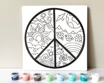 Love and Peace Decor, At home pottery painting kit, Ready to Paint Ceramic, party favors, party craft supply, date night art kit, clay kit