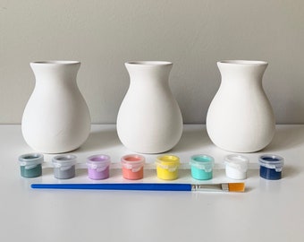 Set of 3 little vase Pottery Painting Kit, Teardrop vase Paint Kit, Ceramic vase pottery paint, At home pottery, ready to paint ceramics