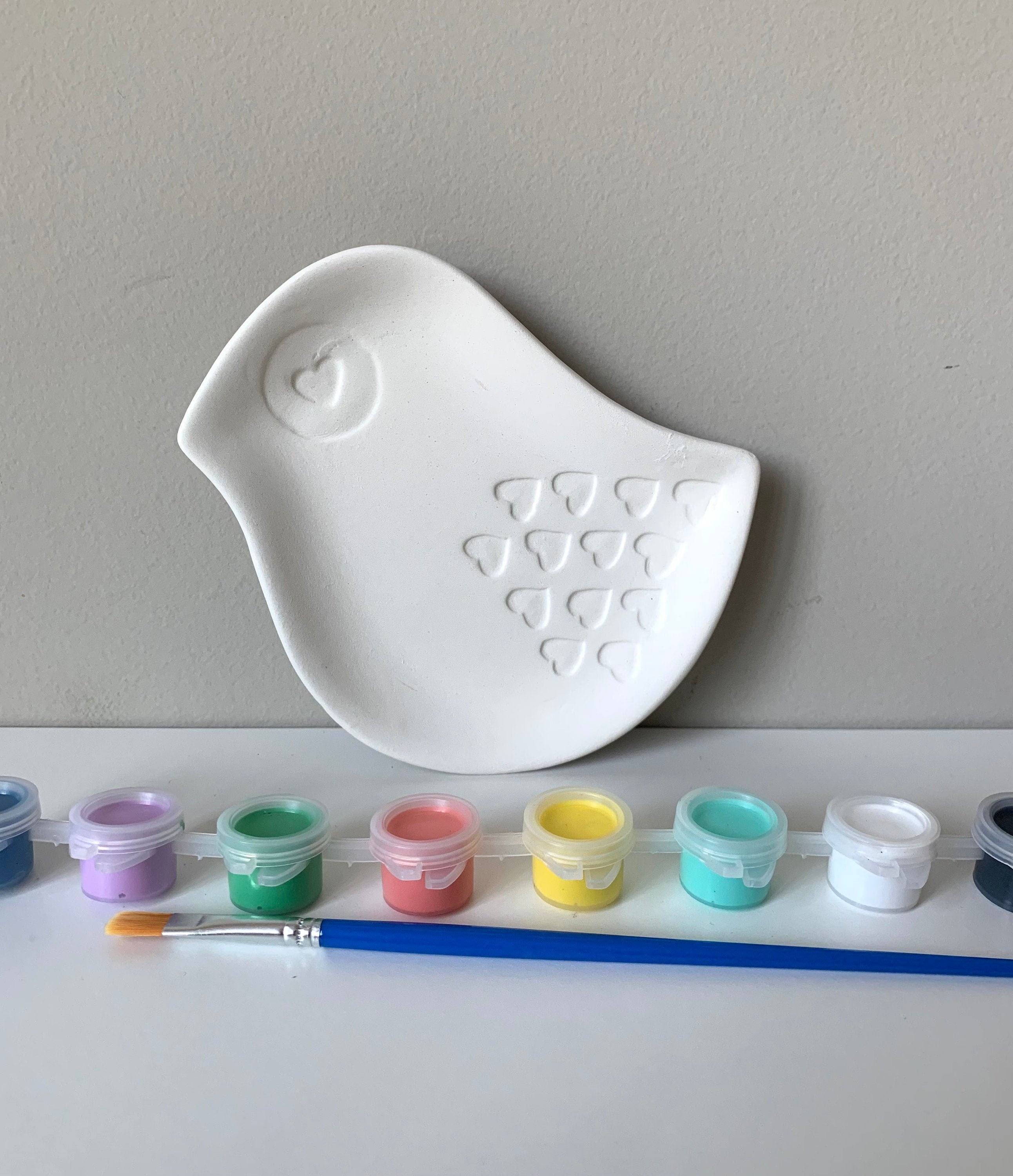 DIY Pottery Painting Kit Bird Dish Ceramic Art Kits for Kids Etsy