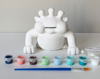 Monster Money Bank, At home pottery Painting Kit, DIY piggy bank, Custom painted piggy, Ceramic Art Kits for Kids, Ready-to-Paint Ceramic