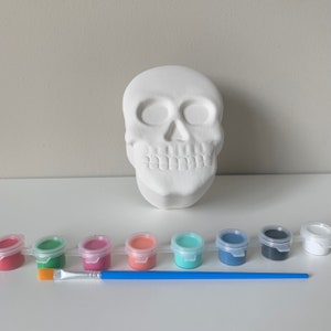Skull Pottery painting, Skull Ceramic Box, Day of the Dead Art, At home Pottery painting kit, Ready to Paint Ceramic, Diy pottery painting