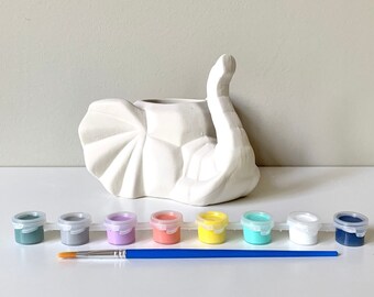 Paint and Plant kit, DIY Pottery Painting Kit, Faceted Elephant Succulent Planter, At home pottery painting, Kids Art Kits, Faceted Elephant