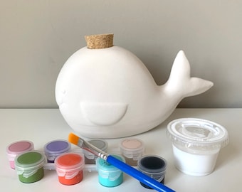 Whale Pottery Painting Kit, Whale money bank, At home pottery painting, Virtual event craft, Ceramic Art Kits for Kids, Kids Art Kits