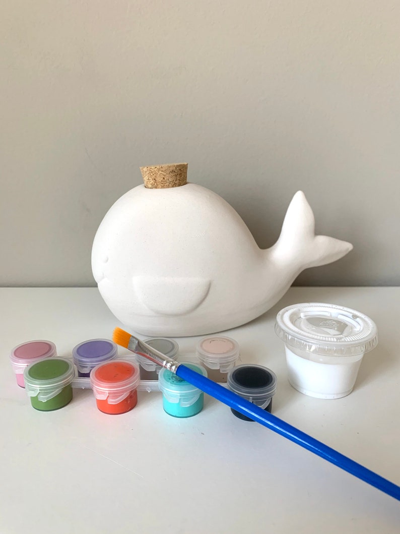 Whale Pottery Painting Kit money bank Rare pa pottery Outlet SALE At home