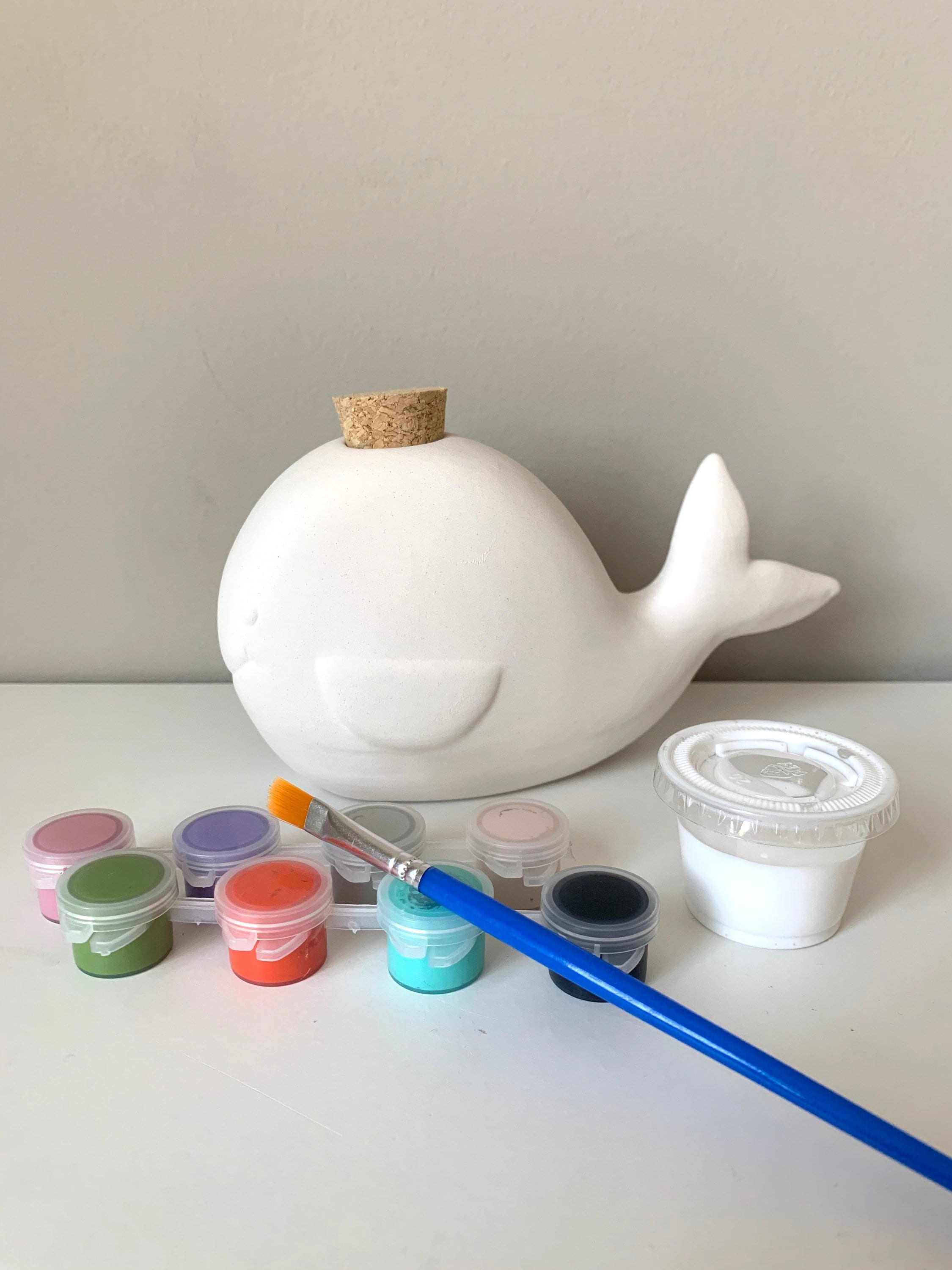 Whale Pottery Painting Kit, Whale money bank, At home pottery…