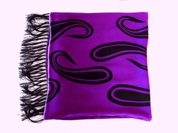 Vintage Perry Ellis Double Layer Silk Scarf Purpl… - image 1